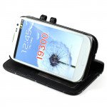 Wholesale Galaxy S3 /i9300 Diamond Flip Leather Wallet Case with Stand (Black)